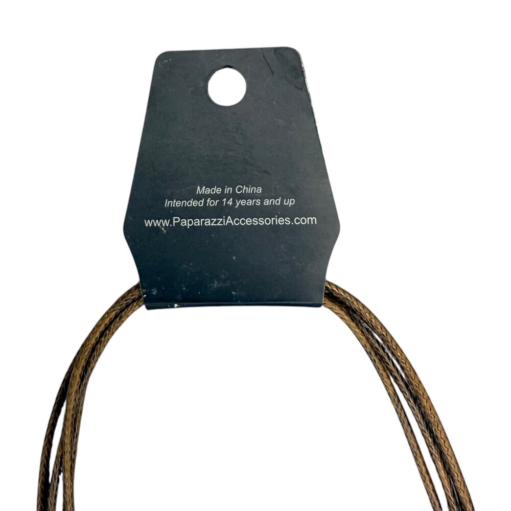 Paparazzi Brown Cord Boho Necklace with Circular Pendant & Beaded Accents - Picture 4 of 7